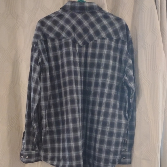 Rough Stock Panhandle Slim Diamond Snap Navy Plaid Men's Western Shirt XL - Picture 7 of 8